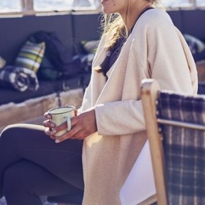 Athleta Cozy Karma Wrap Black Sweater Classic Boho Chic Women's Size XS